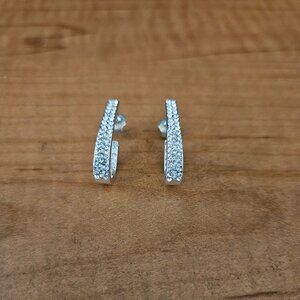 Fashion sterling silver cubic zirconia NWOT J shape design earrings